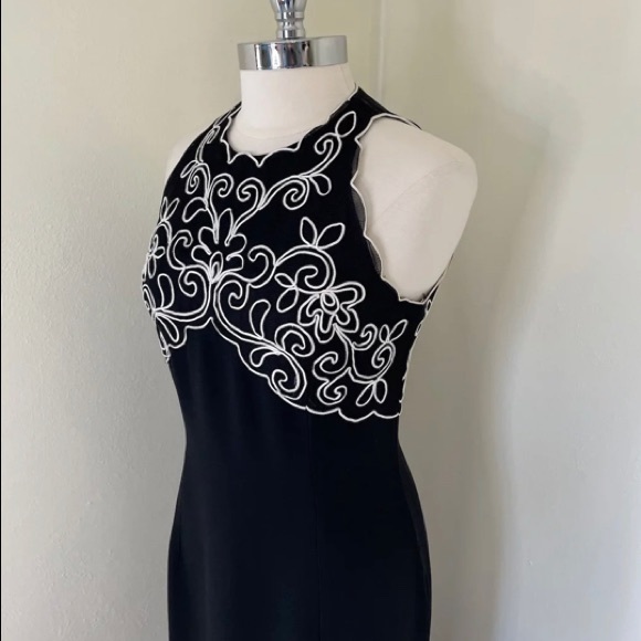 Vintage 1990s Scott McClintock Black and White Cocktail Gown Size 6 - Picture 3 of 6
